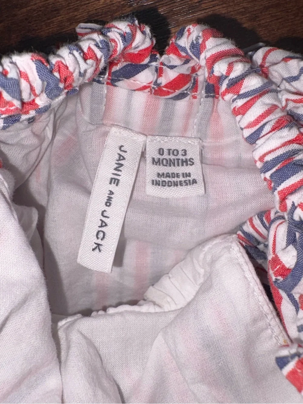 Janie and Jack Striped Ruffle Bubble Romper Summer Patriotic Newborn 0-3 Months